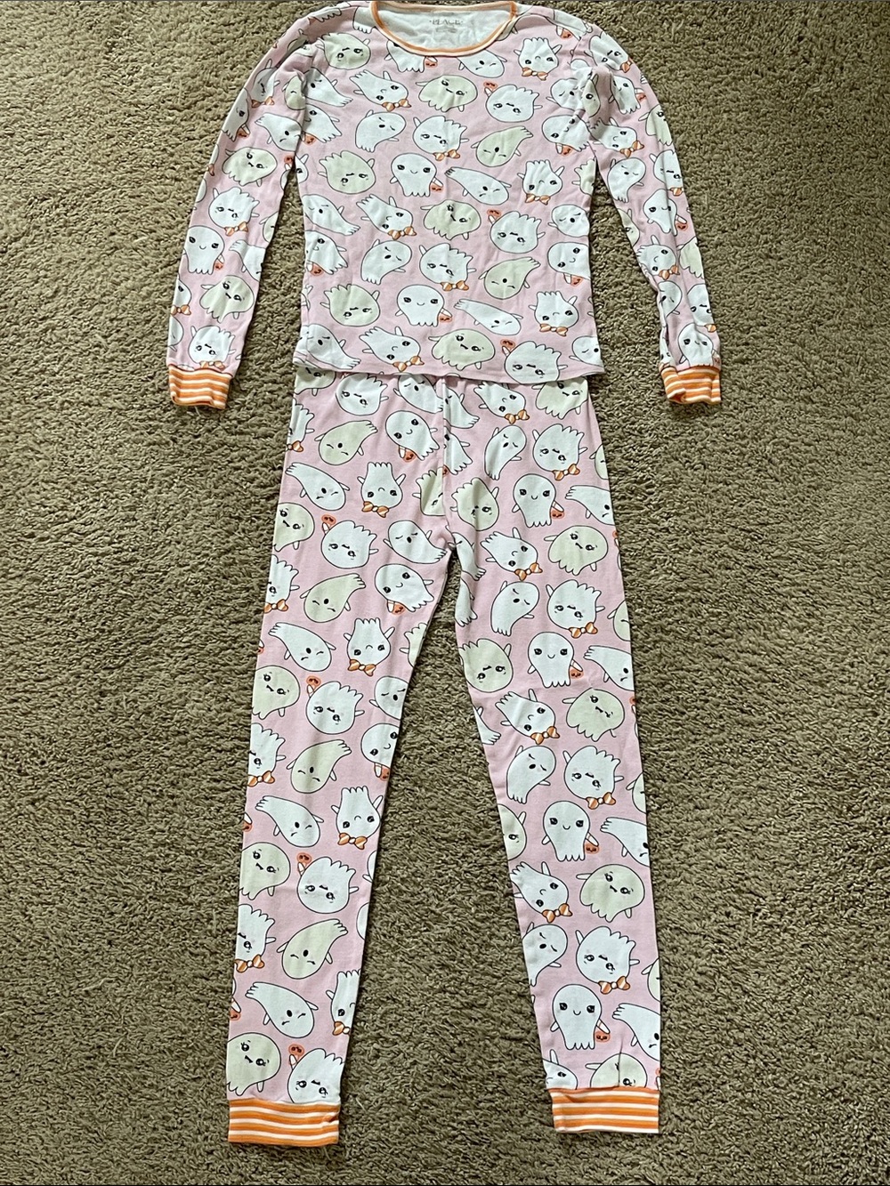 The Children’s Place 2 piece l/s pink w/ white glow in the dark ghosts pj set 14